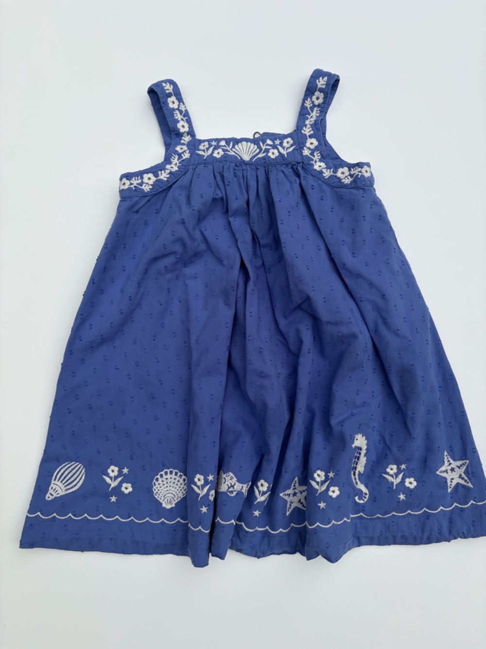 Mini Boden Blue Embroidered Sundress